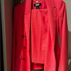 DKNY Pink Blazer Tailored Suit ( Pants and jacket linen